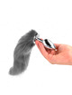 Kink - anal plug size l 10 x 4 cm with synthetic tail 40 cm grey and white