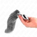 kink - anal plug size l 10 x 4 cm with synthetic tail 40 cm grey and white