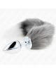 Kink - anal plug size l 10 x 4 cm with synthetic tail 40 cm grey and white