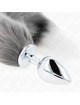 Kink - anal plug size l 10 x 4 cm with synthetic tail 40 cm grey and white