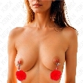 kink - faux fur ball nipple clamp red 6 cm