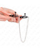 kink - pinzas para pezones planas negro con cadena plateado 30 cm