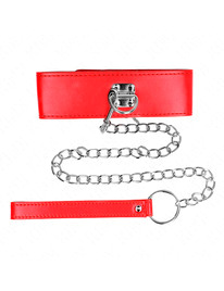 kink - collar con correa 65 cm ancho rojo ajustable 33.5-41 cm x 5 cm