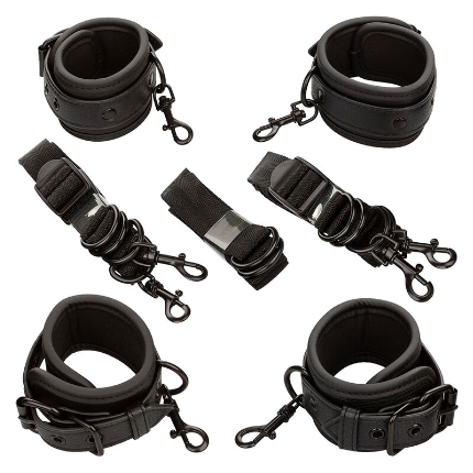 calexotics - nocturnal restricciones de cama cuero ajustable negro