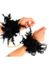 kink - esposas de plumas negro con cadena dorada modelo 1