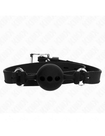 kink - mordaza 55 x 2 cm de bola 4 cm de silicona completa talla s negro ajustable 35-51 cm