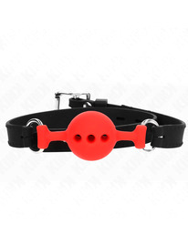 kink - mordaza 55 x 2 cm de bola 4 cm de silicona completa talla s rojo ajustable 35-51 cm