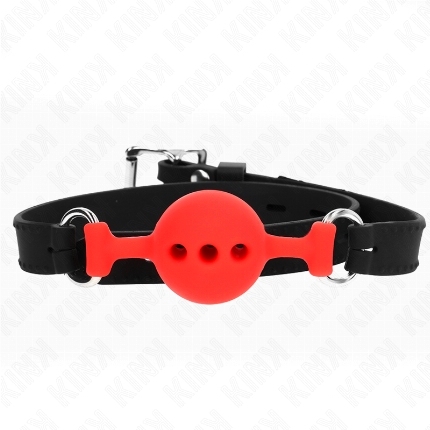 kink - mordaza 55 x 2 cm de bola 4 cm de silicona completa talla s rojo ajustable 35-51 cm