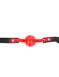 kink - mordaza de bola 4 cm dura hueca rojo correa negra 60 x 2 cm ajustable 37-52 cm