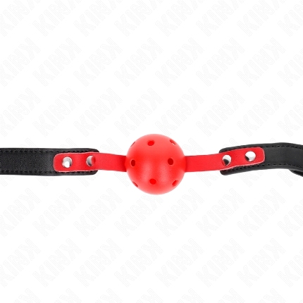 kink - mordaza de bola 4 cm dura hueca rojo correa negra 60 x 2 cm ajustable 37-52 cm