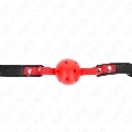 kink - mordaza de bola 4 cm dura hueca rojo correa negra 60 x 2 cm ajustable 37-52 cm