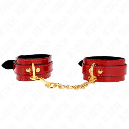 kink - joanna angel wrist cuffs red adjustable with gold chain 16.5-26 cm x 4 cm