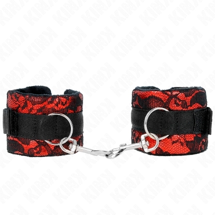 kink - muÑequeras cortas de encaje terciopelo y uniÓn de nylon rojo/negro 23 x 6.5 cm