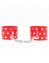 kink - wrist restraints with snap fasten full of rivets red adjustable 19-24 cm x 5.5 cm