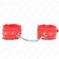 kink - premium fur lined wrist restraints red with red belt adjustable 17-29 cm x 6 cm