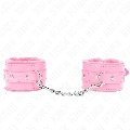 kink - premium fur lined wrist restraints pink with pink belt adjustable 17-29 cm x 6 cm