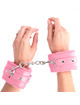 Kink - premium fur lined wrist restraints pink with pink belt adjustable 17-29 cm x 6 cm