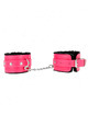 kink - premium fur lined wrist restraints black with raspberry rose belt adjustable 17-29 cm x 6 cm