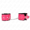 kink - premium fur lined wrist restraints black with raspberry rose belt adjustable 17-29 cm x 6 cm