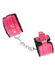 kink - muÑequeras forradas premium negro con correa fucsia ajustable 17-29 cm x 6 cm