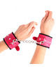 kink - premium fur lined wrist restraints black with raspberry rose belt adjustable 17-29 cm x 6 cm