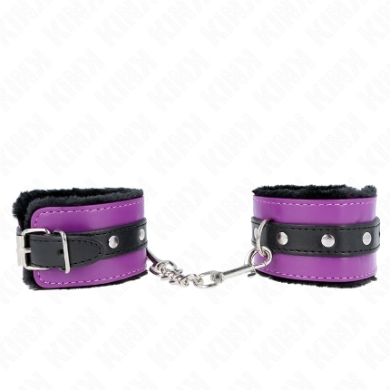 kink - muÑequeras forradas premium negro con correa violeta / negro ajustable 17-29 cm x 6 cm