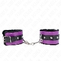 kink - premium fur lined wrist restraints black with purple / black belt adjustable 17-29 cm x 6 cm