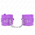 kink - fur lined wrist restraints with square holes purple and purple belt adjustable 17-29 cm x 6 cm