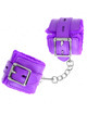 Kink - fur lined wrist restraints with square holes purple and purple belt adjustable 17-29 cm x 6 cm