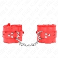 kink - fur lined wrist restraints with square holes red and red belt adjustable 17-29 cm x 6 cm