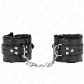 kink - fur lined wrist restraints with square holes black and black belt adjustable 17-29 cm x 6 cm