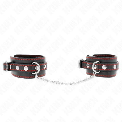 kink - muÑequeras pequeÑa negro con detalles en rojo ajustable 14-24 cm x 3.5 cm