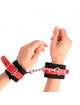 kink - muÑequeras de nylon negro con correa polipiel rojo ajustable 19-24 cm x 5.5 cm