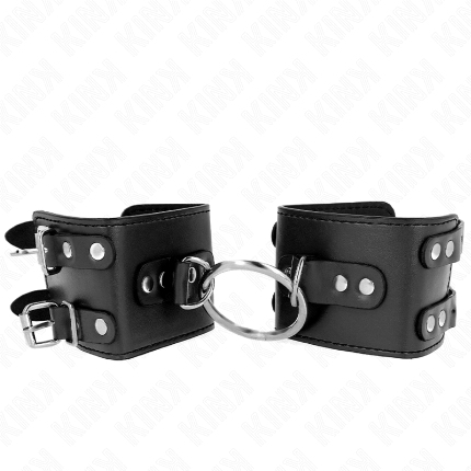 kink - fixed wrist restraints with ring and studs adjustable black 17-22 cm x 6.5 cm