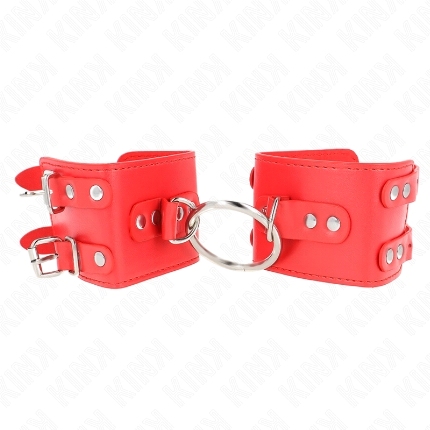 kink - fixed wrist restraints with ring and studs adjustable red 17-22 cm x 6.5 cm