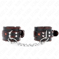 kink - black wrist restraints with red heart inlay adjustable 21-28 cm x 5.5 cm