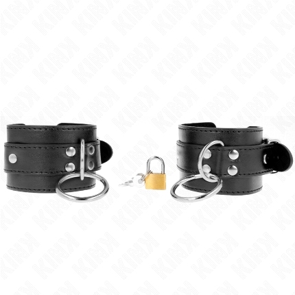 kink - muÑequeras con bloqueo de candado en anillas negro ajustable 20-28 cm x 5.5 cm