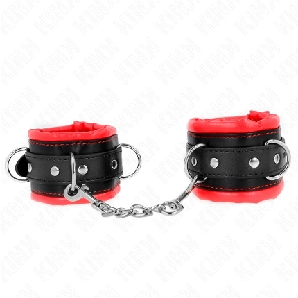 kink - heavy wrist restraints with red fur lined adjustable 20-30 cm x 6 cm