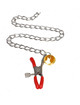 kink - bell triple nipple and clit clamps red with chain 30 cm