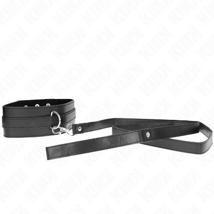 Coleira Kink Leather com Trela Preto