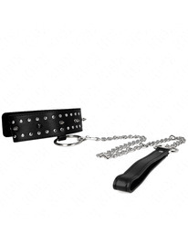 kink - collar con correa 65 cm con tachuelas plateadas modelo 1 ajustable 36-43 cm x 5 cm