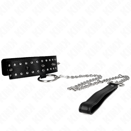 kink - necklace with leash 65 cm with silver studs model 1 adjustable 36-43 cm x 5 cm
