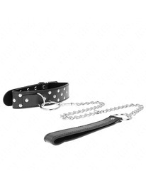 kink - collar con correa 65 cm remache anilla negro ajustable 36-50 cm x 3.8 cm