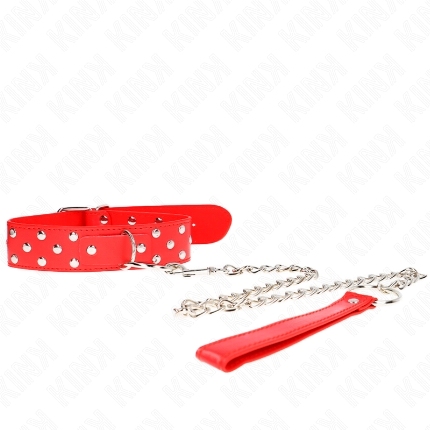 kink - ring rivet strap necklace with belt 65 cm red adjustable 36-50 cm x 3.8 cm