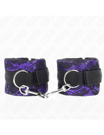 kink - muÑequeras cortas de encaje terciopelo y uniÓn de nylon violeta/negro 23 x 6.5 cm