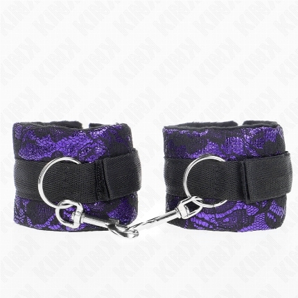 kink - muÑequeras cortas de encaje terciopelo y uniÓn de nylon violeta/negro 23 x 6.5 cm