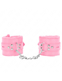 kink - muÑequeras forradas con agujeros cuadrados rosa y correa rosa ajustable 17-29 cm x 6 cm