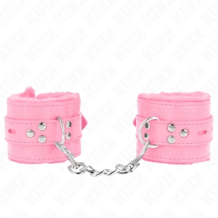 kink - muÑequeras forradas con agujeros cuadrados rosa y correa rosa ajustable 17-29 cm x 6 cm