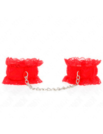 kink - muÑequeras elÁsticas de encaje rojo