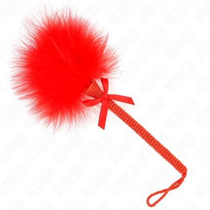 kink - masajeador de cuerda de nailon con plumas para cosquillas y lazo rojo 25 cm